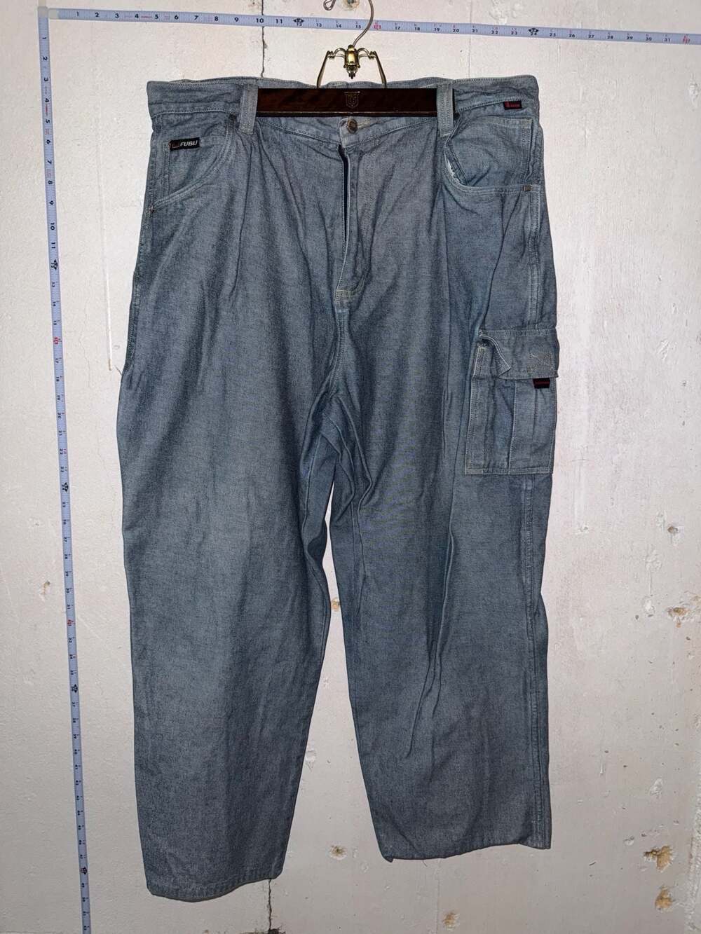 Vintage FUBU The Collection Baggy Carpenter Cargo Denim Jeans Size 42